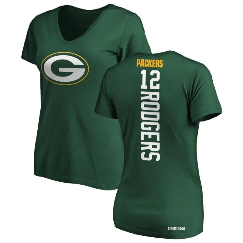 Women's Aaron Rodgers Backer Slim Fit T-Shirt - Green - Tshirtsedge