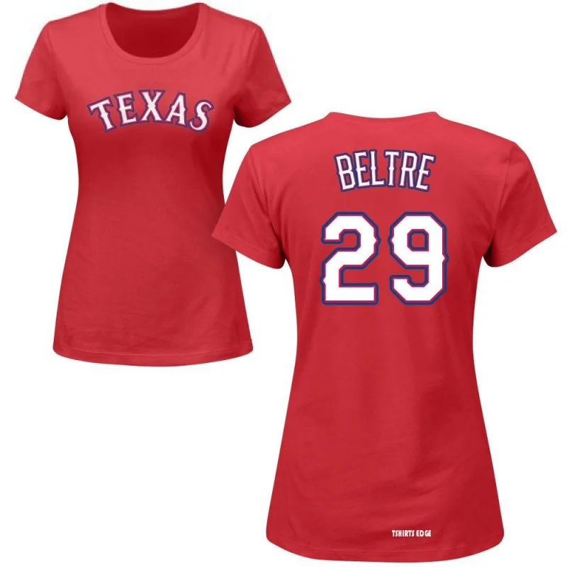 Women's Adrian Beltre Name and Number Banner Wave V-Neck T-Shirt