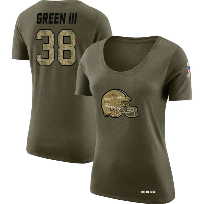 Women's A.J. Green III Legend Salute to Service Scoop Neck T-Shirt - Olive  - Tshirtsedge