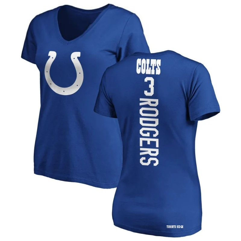 Women's Amari Rodgers Backer Slim Fit T-Shirt - Royal - Tshirtsedge