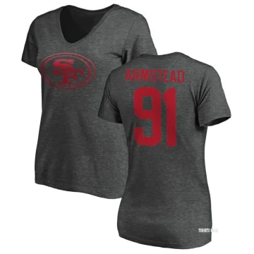 Women's Arik Armstead Backer V-Neck T-Shirt - Ash - Tshirtsedge