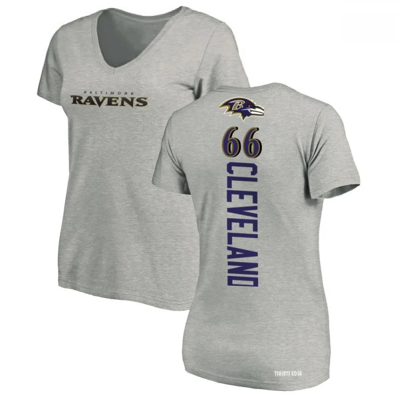 Women's Ben Cleveland Backer V-Neck T-Shirt - Ash - Tshirtsedge