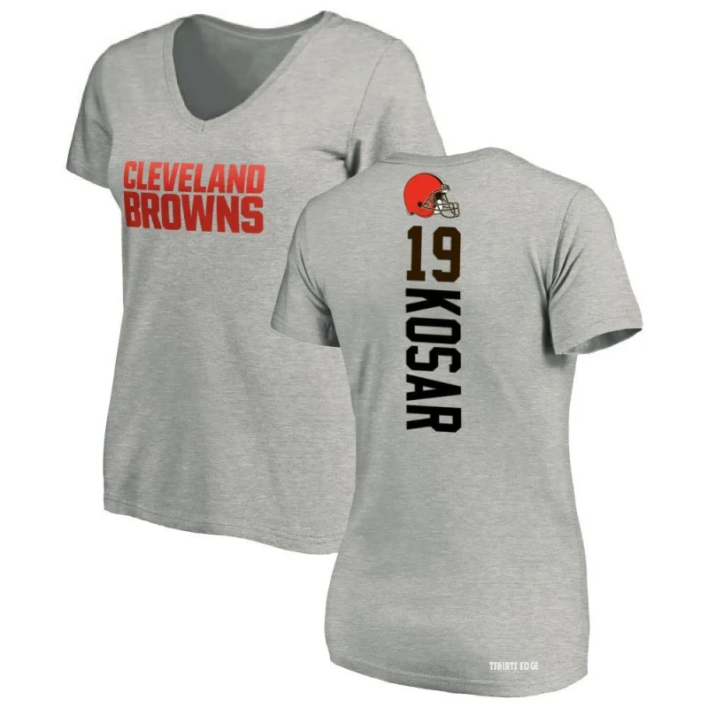 Women's Bernie Kosar Backer V-Neck T-Shirt - Ash - Tshirtsedge