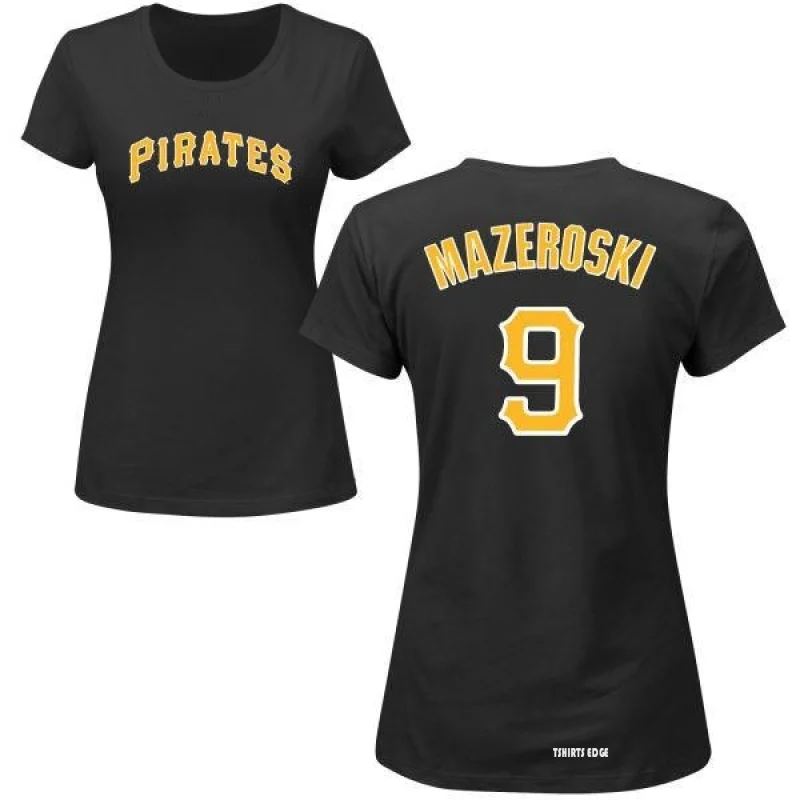 Women's Bill Mazeroski Name & Number T-Shirt - Black - Tshirtsedge