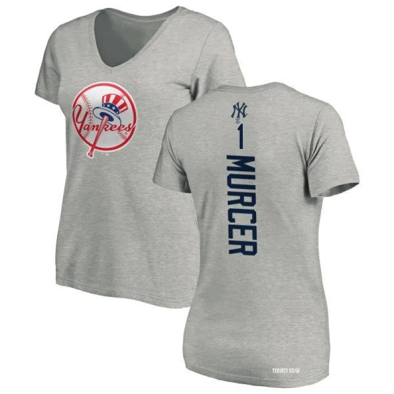 Bobby Murcer New York Yankees Women's Backer Slim Fit T-Shirt - Ash