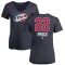 Women's Brett Pesce Name and Number Banner Wave V-Neck T-Shirt - Navy