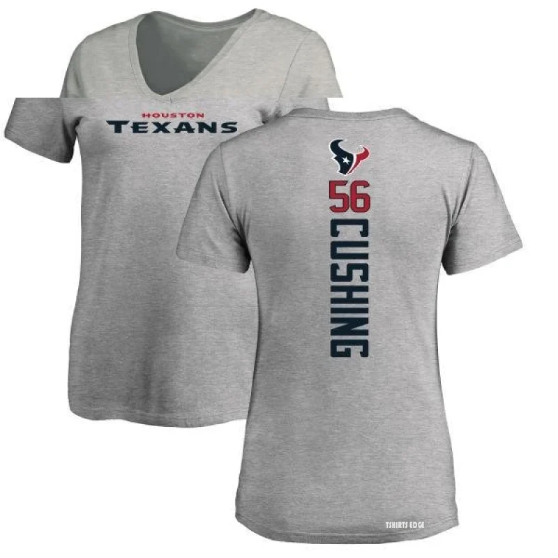 Women's Brian Cushing Backer V-Neck T-Shirt - Ash - Tshirtsedge