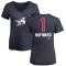 Women's Brian Hayward Name and Number Banner Wave V-Neck T-Shirt - Navy