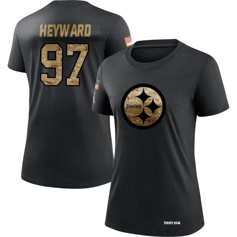 Women's Cameron Heyward 2020 Salute To Service Performance T-Shirt - Black  - Tshirtsedge