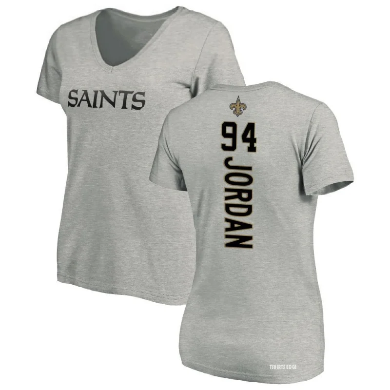 Women's Cameron Jordan Backer V-Neck T-Shirt - Ash - Tshirtsedge