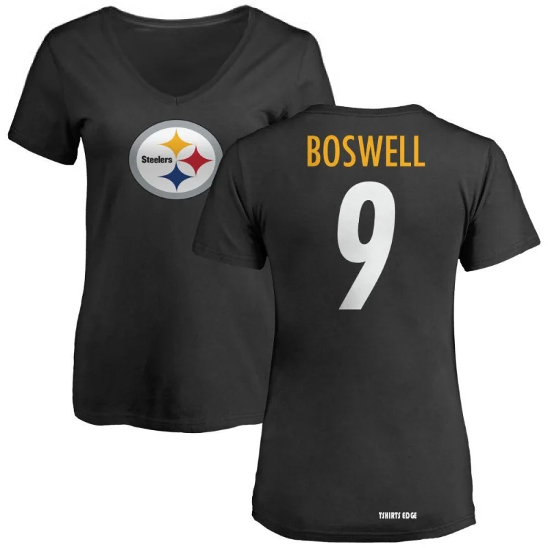 Women's Chris Boswell Name & Number Slim Fit T-Shirt - Black - Tshirtsedge