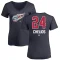 Women's Chris Chelios Name and Number Banner Wave V-Neck T-Shirt - Navy