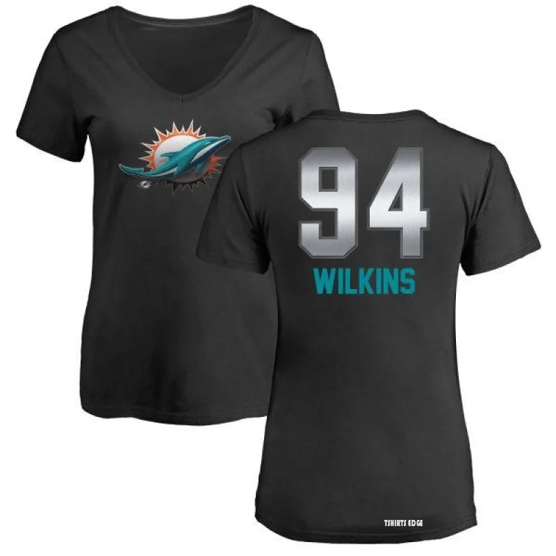 Christian Wilkins Miami Dolphins Women's Black by Midnight Mascot T-Shirt 