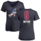 Women's Clete Boyer Name and Number Banner Wave V-Neck T-Shirt - Navy