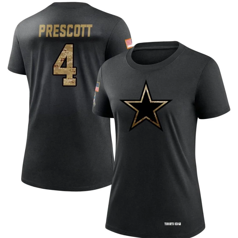 Women's Dak Prescott 2020 Salute To Service Performance T-Shirt - Black -  Tshirtsedge