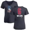 Women's Dan Wilson Name and Number Banner Wave V-Neck T-Shirt - Navy