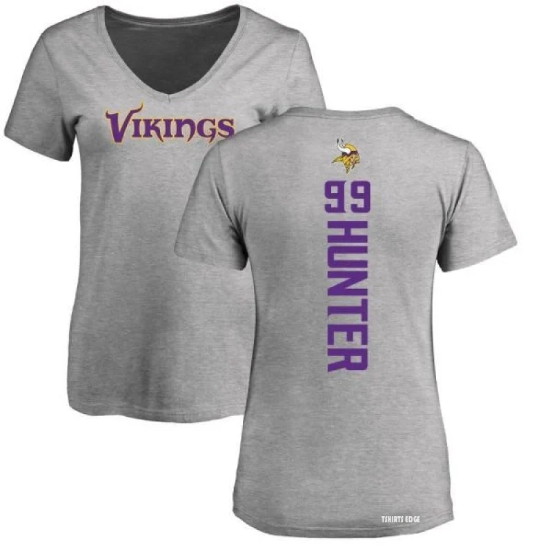 Women's Danielle Hunter Backer V-Neck T-Shirt - Ash - Tshirtsedge