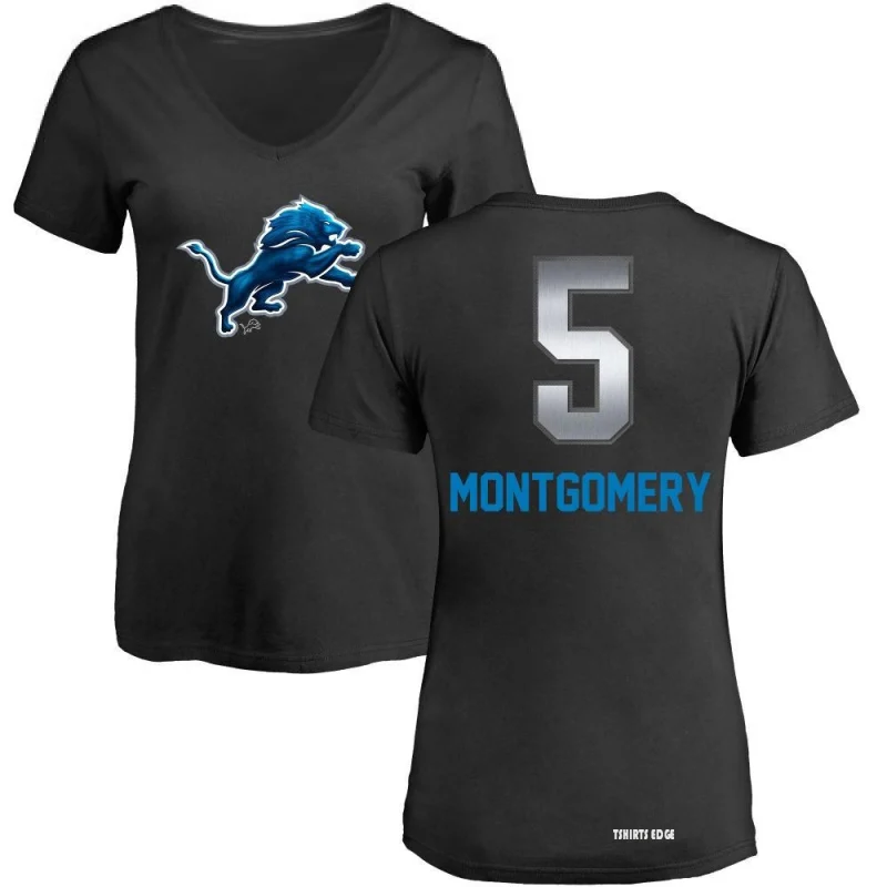 Tshirtsedge Women's David Montgomery Midnight Mascot T-Shirt - Black