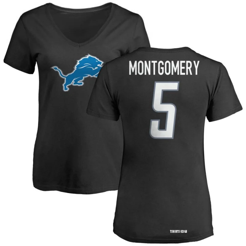 Women's David Montgomery Name & Number Slim Fit T-Shirt - Ash - Tshirtsedge