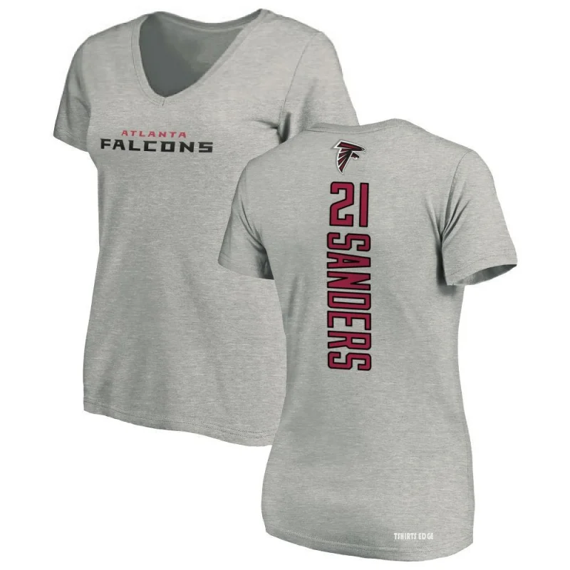 Women's Deion Sanders Backer V-Neck T-Shirt - Ash - Tshirtsedge