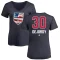 Women's Denis Dejordy Name and Number Banner Wave V-Neck T-Shirt - Navy