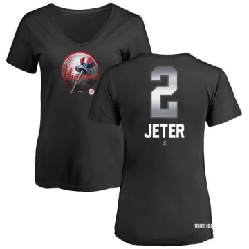 Derek Jeter New York Yankees Women's Navy Name and Number Banner Wave  V-Neck T-Shirt 