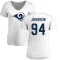 Women's Desjuan Johnson Name & Number Slim Fit T-Shirt - White