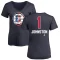 Women's Eddie Johnston Name and Number Banner Wave V-Neck T-Shirt - Navy