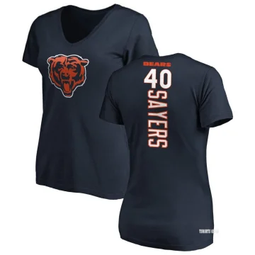 Gale Sayers Name & Number Game Day V-Neck T-Shirt - Navy - Tshirtsedge