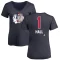 Women's Glenn Hall Name and Number Banner Wave V-Neck T-Shirt - Navy