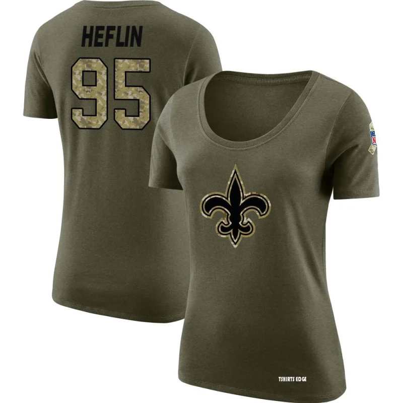 Tshirtsedge Women's Jack Heflin Legend Salute to Service Scoop Neck T-Shirt - Olive