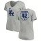 Women's Jackie Robinson RBI Slim Fit V-Neck T-Shirt - Heathered Gray