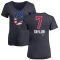 Women's Jake Taylor Name and Number Banner Wave V-Neck T-Shirt - Navy