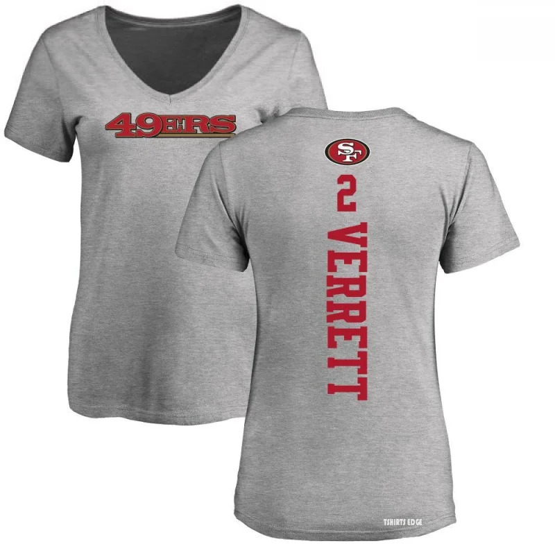 Women's Jason Verrett Backer V-Neck T-Shirt - Ash - Tshirtsedge