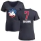 Women's Jaylen Brown Name and Number Banner Wave V-Neck T-Shirt - Navy