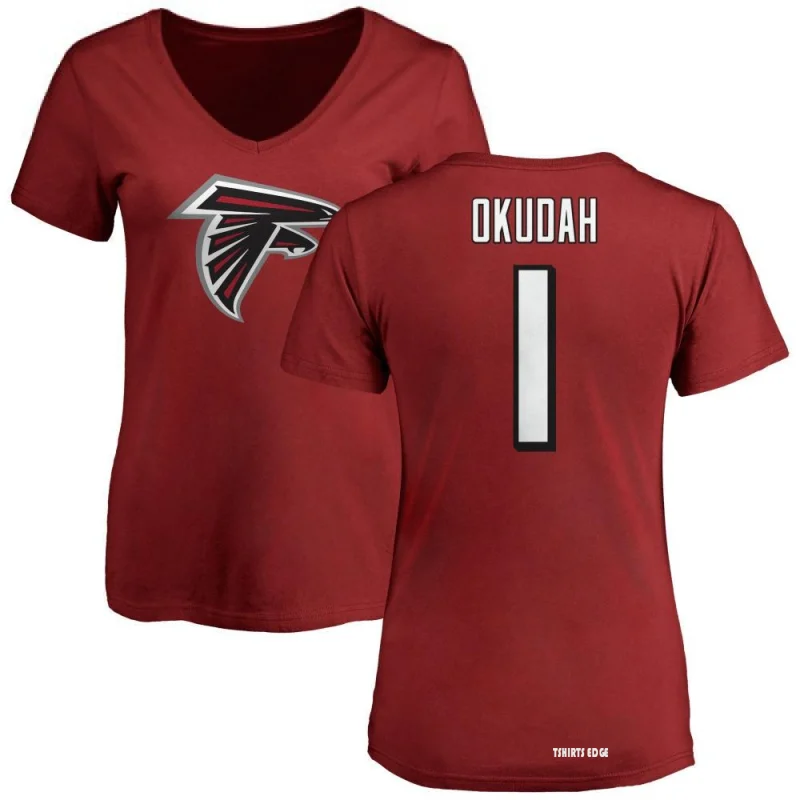 Women's Jeff Okudah Name & Number Slim Fit T-Shirt - Red - Tshirtsedge