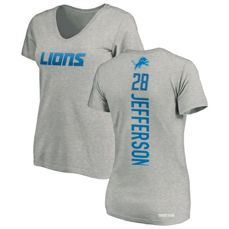 Women's Jermar Jefferson Backer V-Neck T-Shirt - Ash - Tshirtsedge