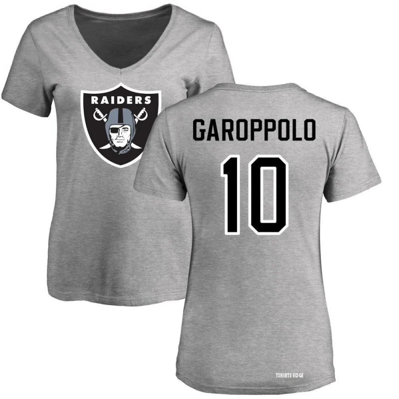 Women's Jimmy Garoppolo Name & Number Slim Fit T-Shirt - Black - Tshirtsedge