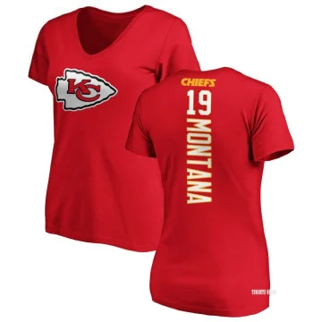 Women's Joe Montana Backer V-Neck T-Shirt - Ash - Tshirtsedge