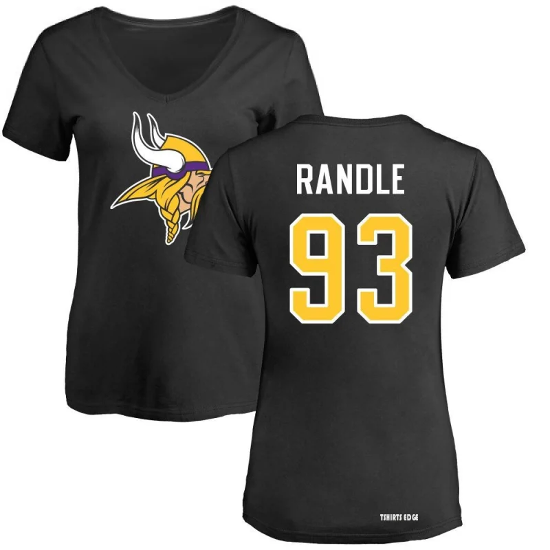 Women's John Randle Name & Number Slim Fit T-Shirt - Black - Tshirtsedge