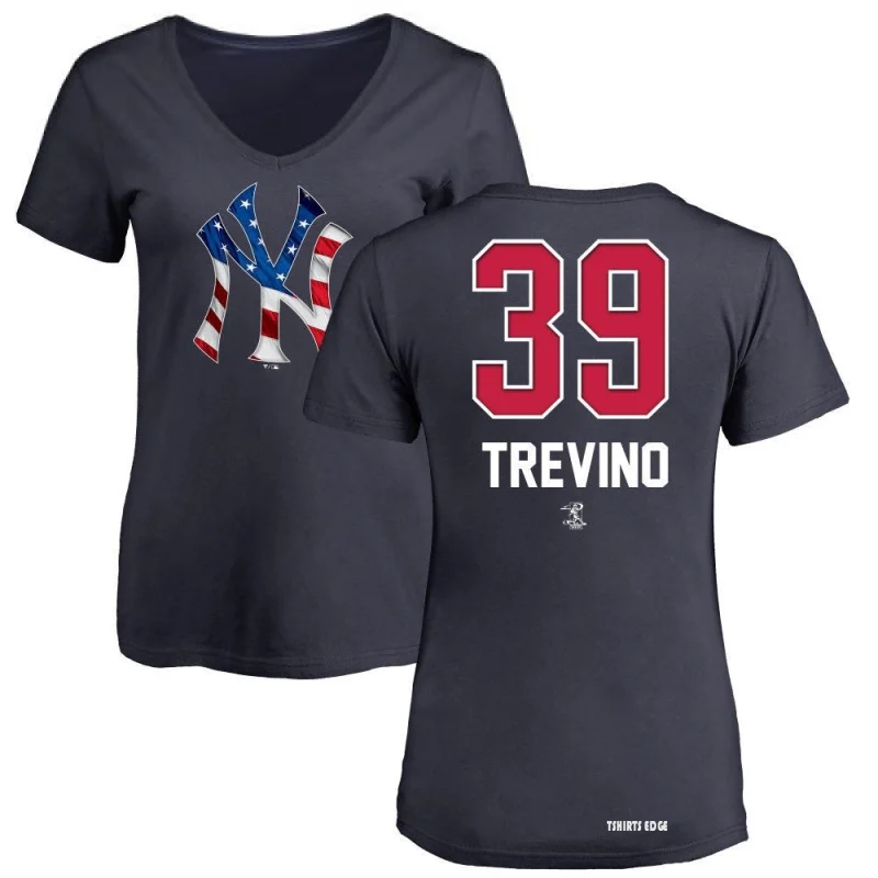 Jose Trevino New York Yankees Men's Navy Name and Number Banner Wave T-Shirt  