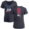 Women's Josh Bell Name and Number Banner Wave V-Neck T-Shirt - Navy