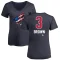 Women's Josh Brown Name and Number Banner Wave V-Neck T-Shirt - Navy