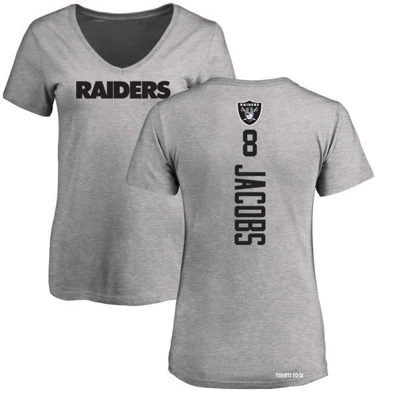 Women's Josh Jacobs Backer V-Neck T-Shirt - Ash - Tshirtsedge