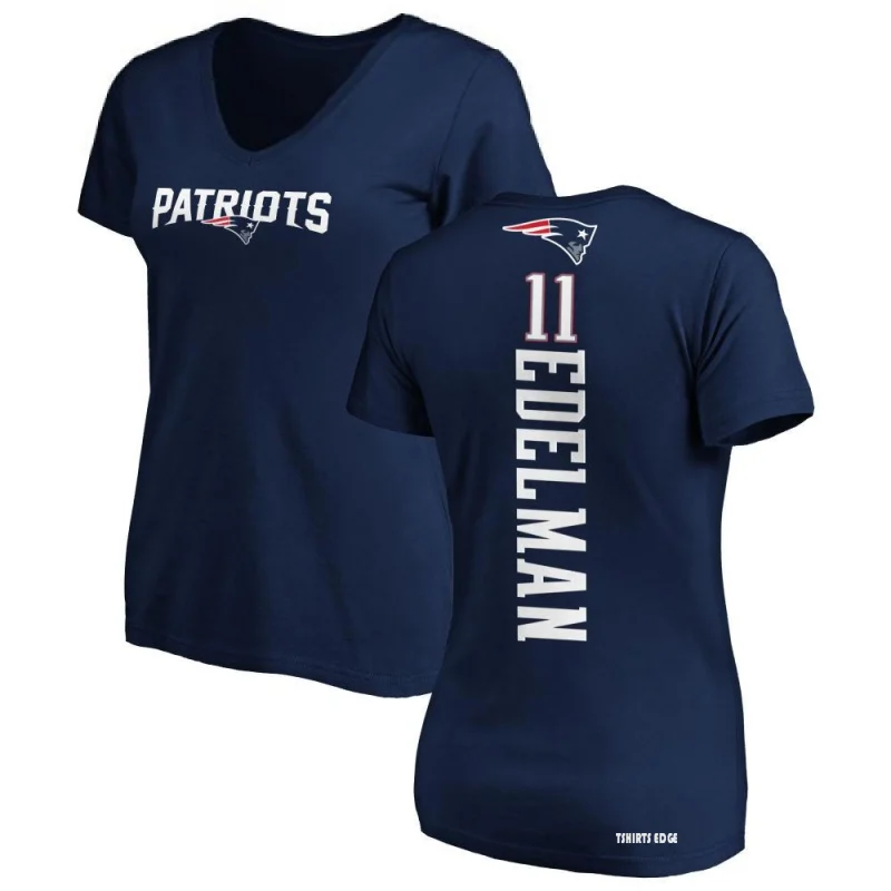 Women's Julian Edelman Backer V-Neck T-Shirt - Ash - Tshirtsedge