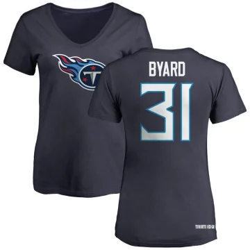 Women's Kevin Byard Name & Number Slim Fit T-Shirt - Navy - Tshirtsedge