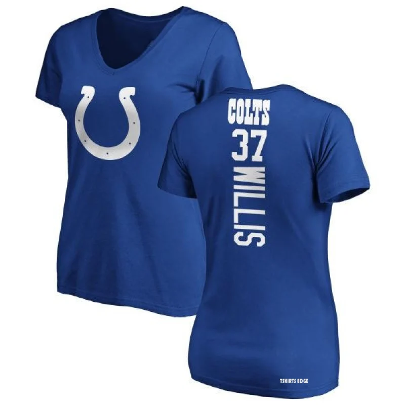 Khari Willis Indianapolis Colts Women's Royal Any Name & Number Logo Slim  Fit T-Shirt 