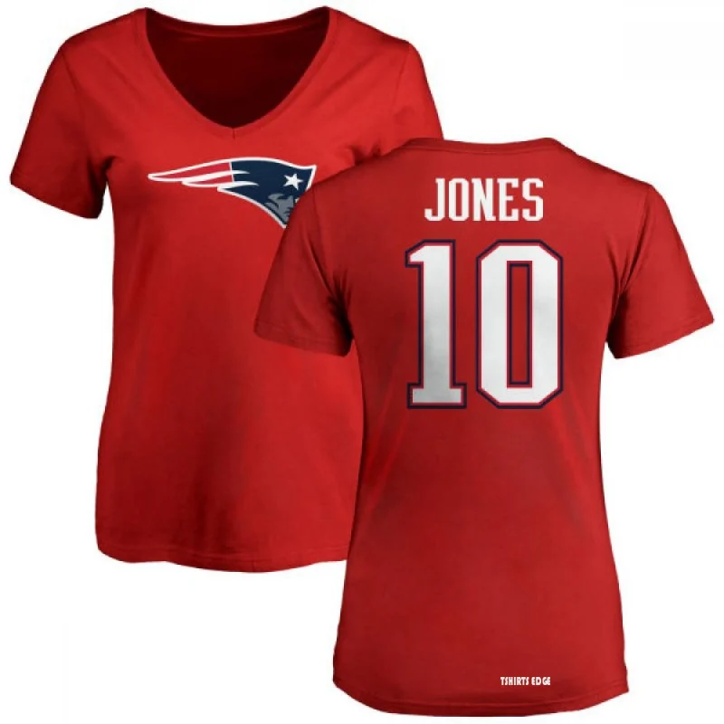 Women's Mac Jones Name & Number Slim Fit T-Shirt - Red - Tshirtsedge