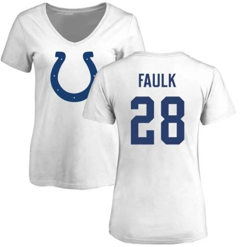 Women's Marshall Faulk Name & Number Slim Fit T-Shirt - White