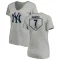 Women's Mickey Mantle RBI Slim Fit V-Neck T-Shirt - Heathered Gray